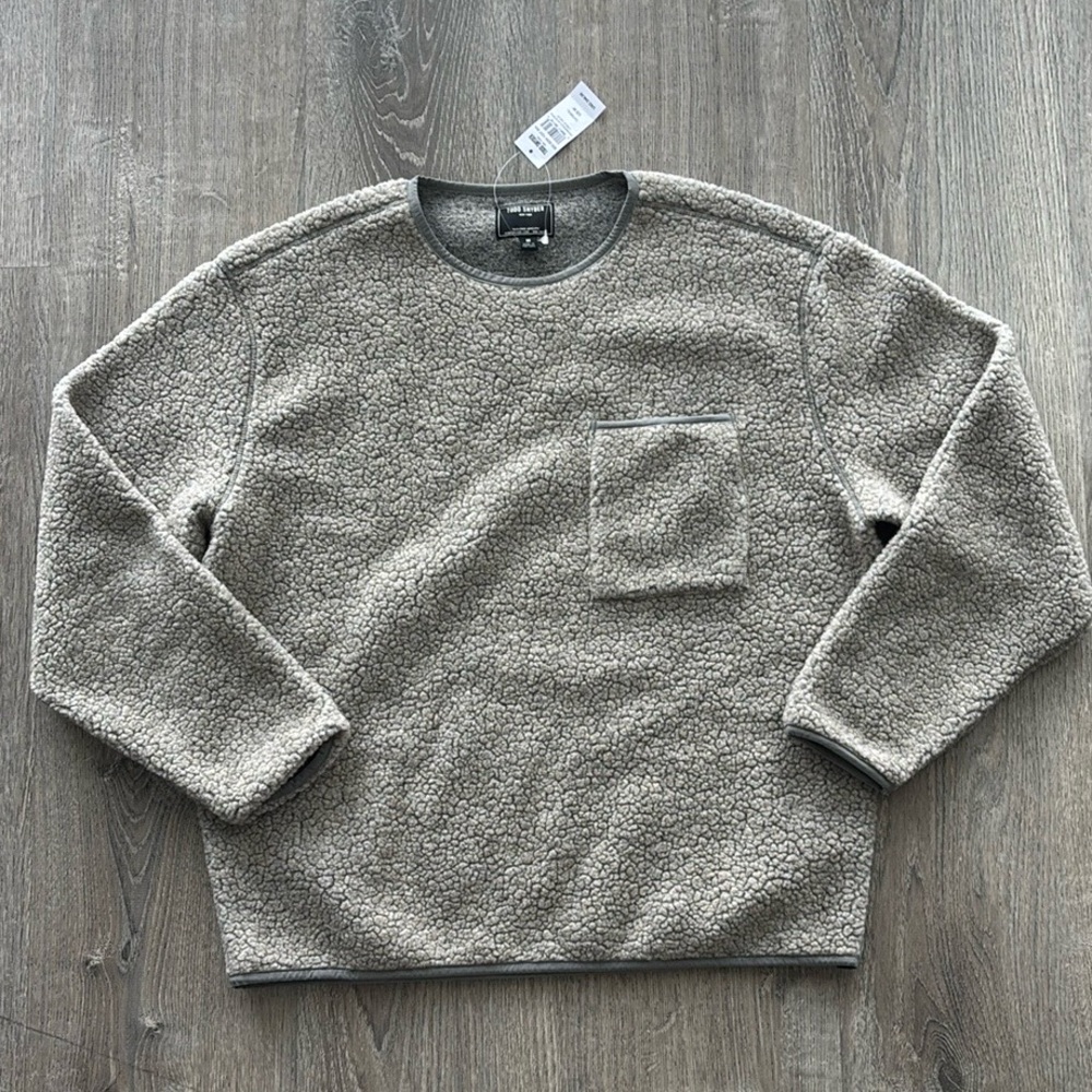 Todd Snyder Oatmeal Sherpa Crew Neck Sweater